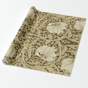 Papel De Presente Pimpernel Dourado, William Morris