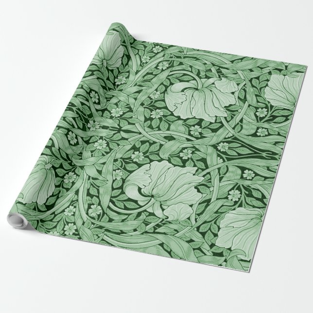 Papel De Presente Pimpernel Green, William Morris (Desenrolado)