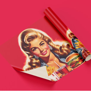 Papel De Presente Pin-up de fast food retrô