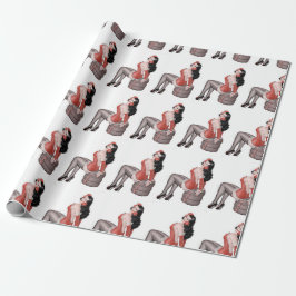 Papel De Presente Pin Up Girl sentada nos pneus