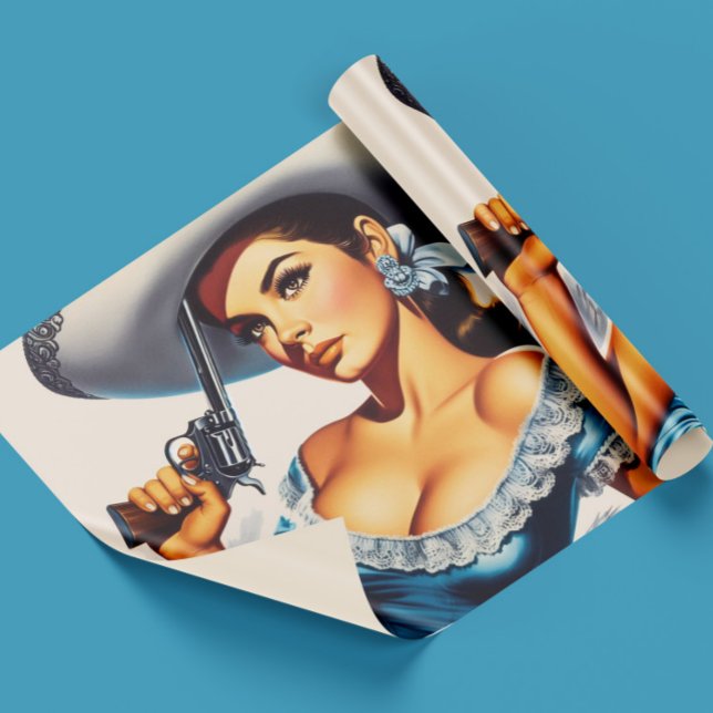 Papel De Presente Pin-up Retro do Velho Oeste (Criador carregado)