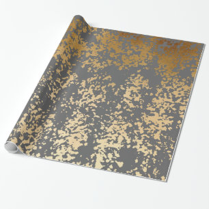 Papel De Presente pincéis de ouro e cinza elegantes e falsos pintinh