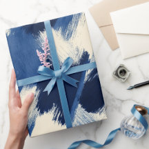 Pincel Artístico Azul Índigo Traço Padrão Abstrato