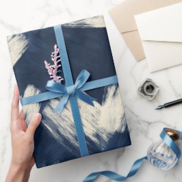 Papel De Presente Pincel Artístico Azul Índigo Traço Padrão Abstrato