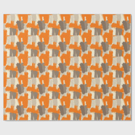 Papel De Presente Pinceladas Artísticas Abstratas Laranja Ousado