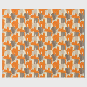 Papel De Presente Pinceladas Artísticas Abstratas Laranja Ousado 