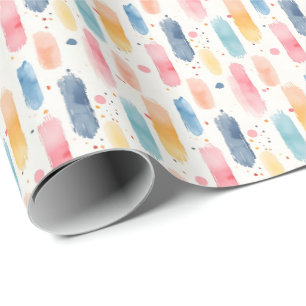 Papel De Presente Pinceladas e Pontos de Arco-íris Boho