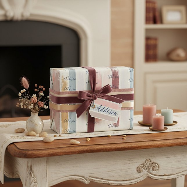 Papel De Presente Pinceladas pastéis personalizadas  (Criador carregado)