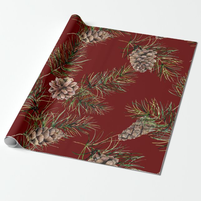 Papel De Presente Pine Cone Pattern (Desenrolado)