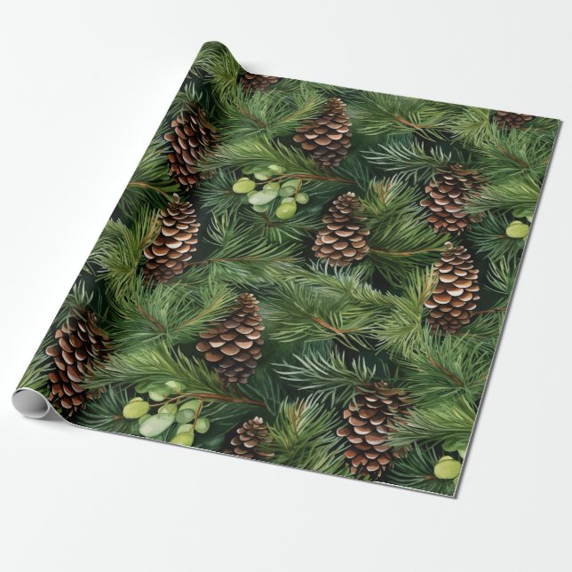 Papel De Presente Pine Cones (Desenrolado)