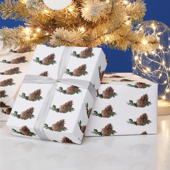 Papel De Presente Pine Cones Christmas  (Feriados)