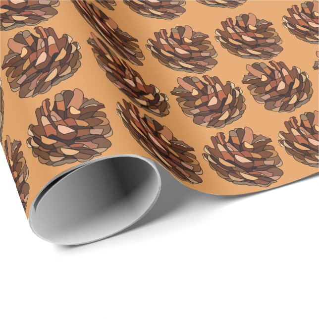 Papel De Presente Pine Cones Nature Rustic (Ponta do rolo)