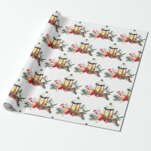 Papel De Presente Pine de Pino de Água Cones Lanterna de Natal Lara