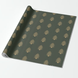 Papel De Presente Pine Green Dourada Glitzy Brilhante Árvores de Nat