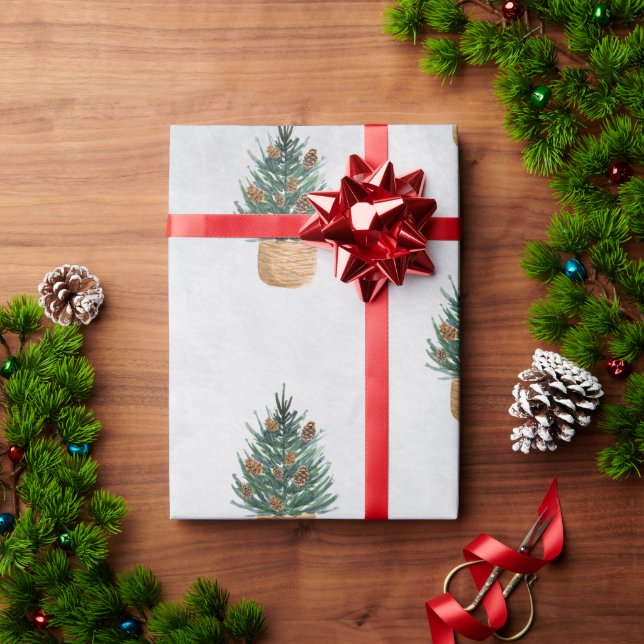 Papel De Presente Pine Tree, Pine Cones Holiday (Presente de Natal)