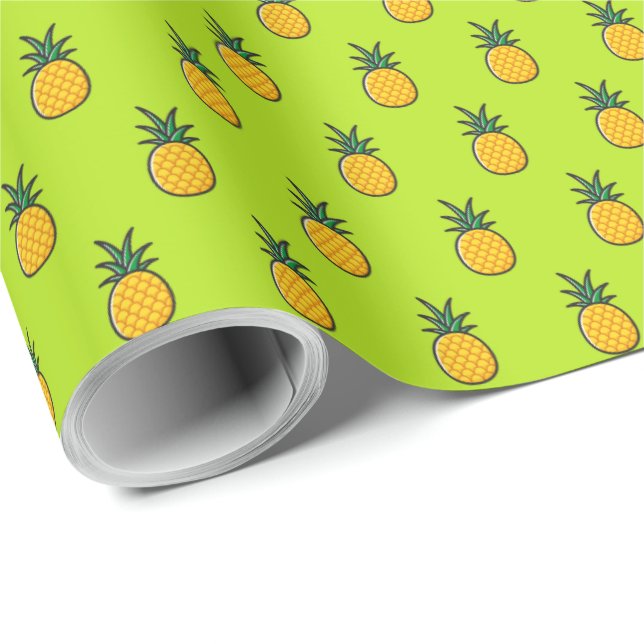 Papel De Presente Pineapple Personalizado do Luau Tropical Gift Wrap (Ponta do rolo)