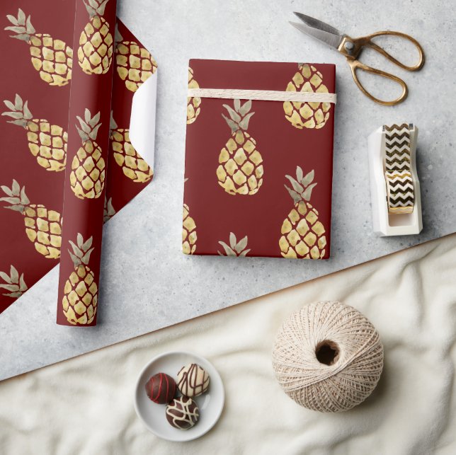 Papel De Presente Pineapple Pineapple Country Farmhouse Red (Artesanato)