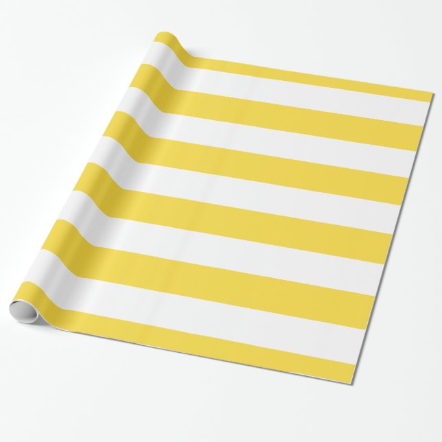 Papel De Presente Pineapple Yellow, White XL Stripes Padrão (Desenrolado)