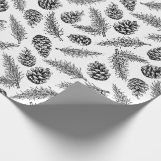 Papel De Presente Pinecone e teste padrão do Natal da árvore de