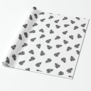 Papel De Presente Pineges em preto e branco