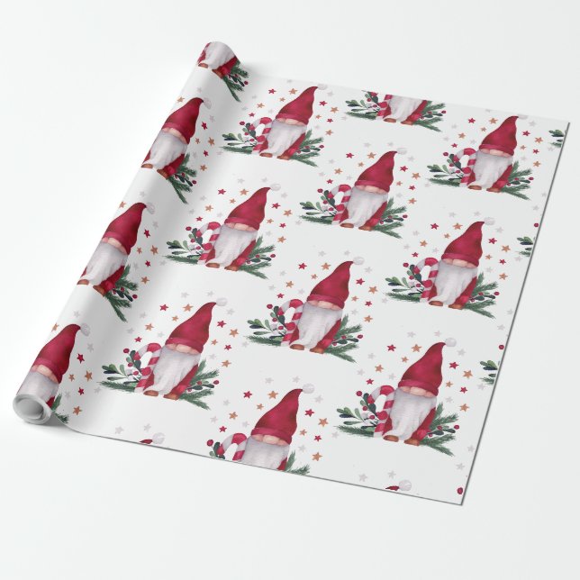 Papel De Presente Pineiro Anão Ramos Estrelas Feliz Natal (Desenrolado)