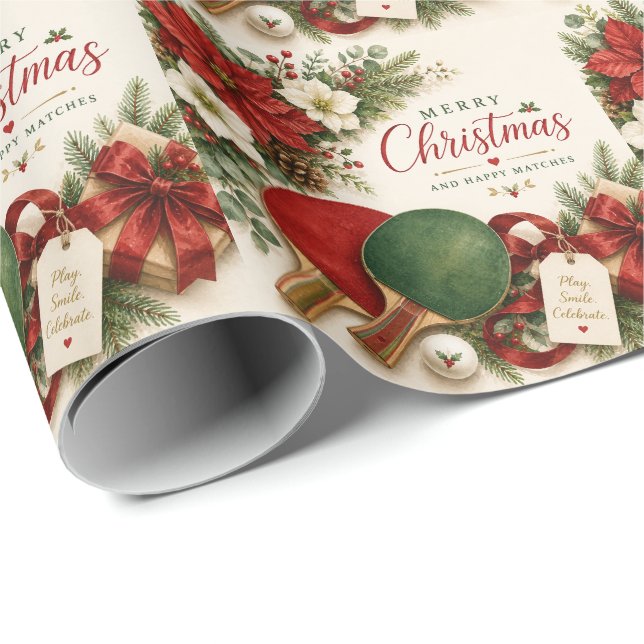 Papel De Presente Ping pong tema de Natal  (Ponta do rolo)