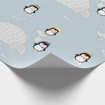 Papel de presente pinguim