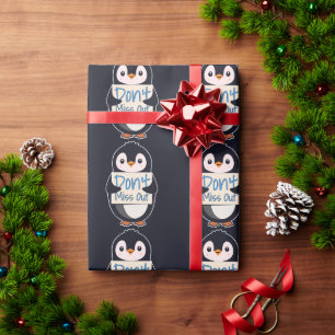 Papel De Presente Pinguim com Placa Motivacional - Não Perca