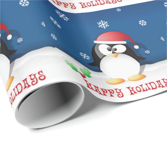 Papel De Presente Pinguim de Boas Festas (Ponta do rolo)