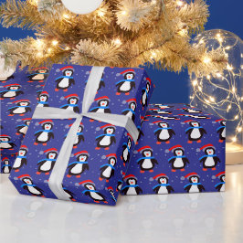 Papel De Presente Pinguim de Inverno Nevado