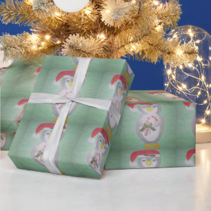 Papel De Presente Pinguim de Natal bonito