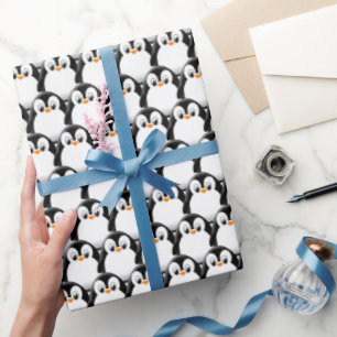 Papel De Presente Pinguim Gelado Gelado Em Todos Os Padrões Do Impre