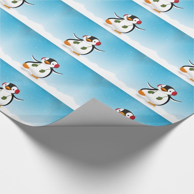 Papel De Presente Pinguim Inverno Engraçado (Ponta)