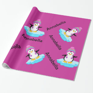 Papel De Presente Pinguim no papel de envolvimento personalizado