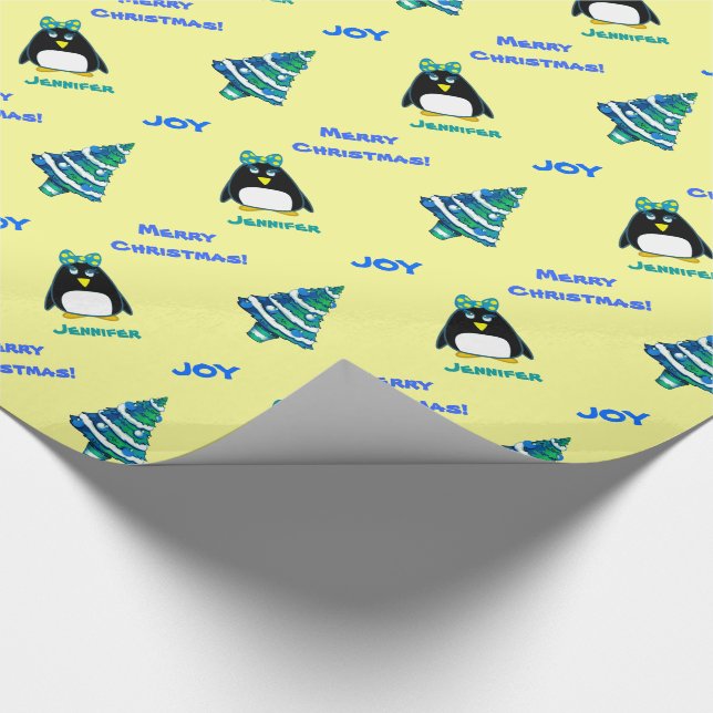 Papel De Presente Pinguim Pequeno | Presente de Natal de Nome Person (Ponta)