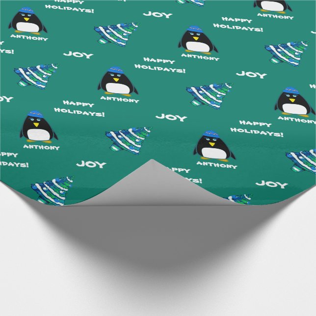 Papel De Presente Pinguim Pequeno | Presente de Natal de Nome Person (Ponta)