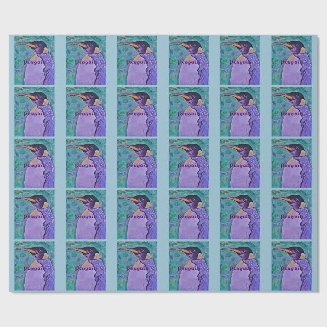 Papel De Presente Pinguim roxo (Aberto)