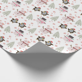 Papel De Presente Pinguins, Bonecos de Neve e Árvores de Natal