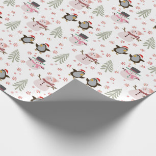 Papel De Presente Pinguins, Bonecos de Neve e Árvores de Natal