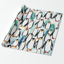 Pinguins bonitos com ideias de presentes Papel de