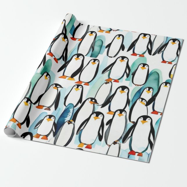 Papel De Presente Pinguins bonitos com ideias de presentes Papel de  (Desenrolado)