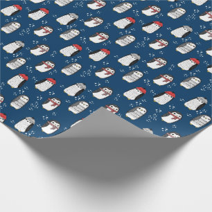 Papel De Presente Pinguins bonitos marinho azul de Natal para crianç