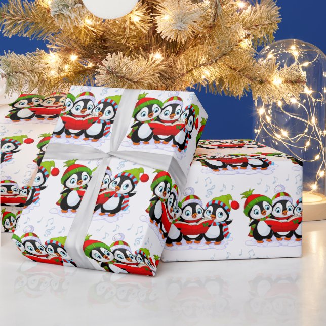 Papel De Presente Pinguins Cantores  (Feriados)
