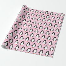 Pinguins Cute Padrões em Pastel Leve Rosa