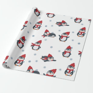 Papel De Presente Pinguins Cutes Pássaros De Inverno Animais Árctico