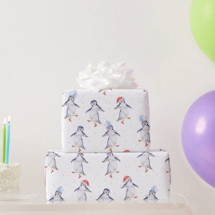 Papel De Presente Pinguins Dançarinos De Corte De Natal