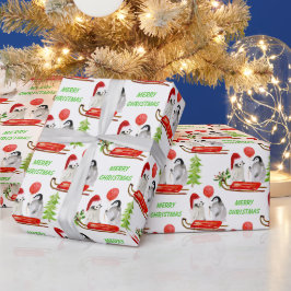 Papel De Presente Pinguins de Aquarela de Natal Bonitos
