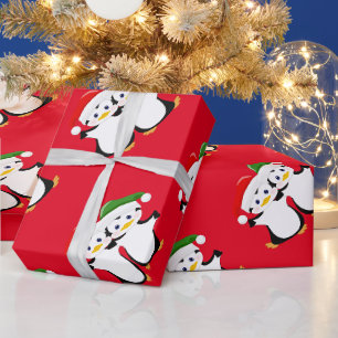 Papel De Presente Pinguins de Desenho Animado Fofos