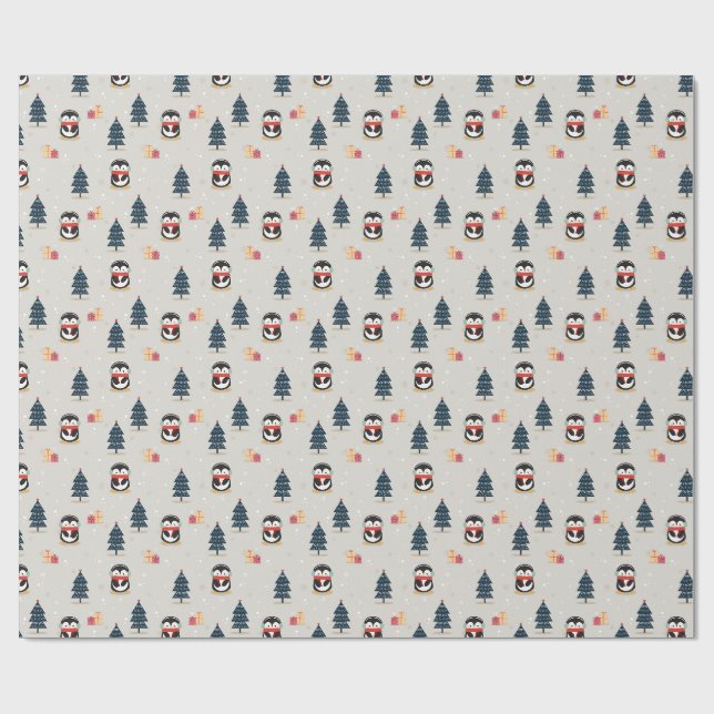 Papel De Presente Pinguins de Natal (Aberto)