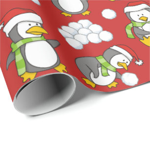 Papel De Presente Pinguins de Natal